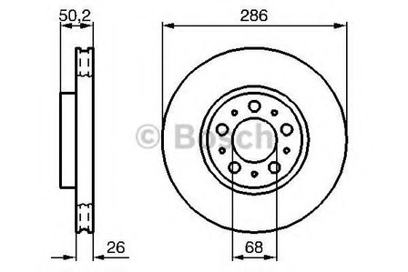 Bosch Ventilated Brakedisc 286mm Front Volvo S80 / V70N / S60 / XC70 