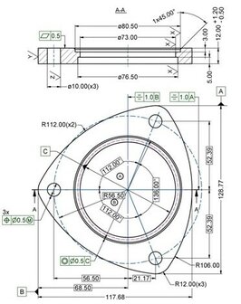 3&quot; flange 3-Bolt design R=112mm