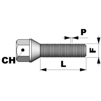 Wheelbolt Conical M12x1,75 Length 45mm