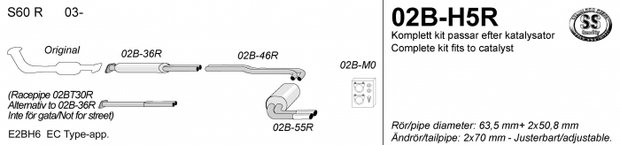 RAY Catback Sport Exhaust - Volvo S60 R AWD