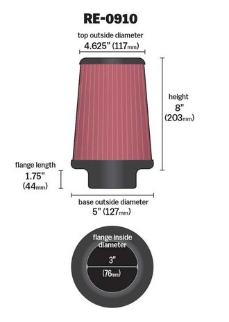 K&N Open Airfilter Conical 76mm